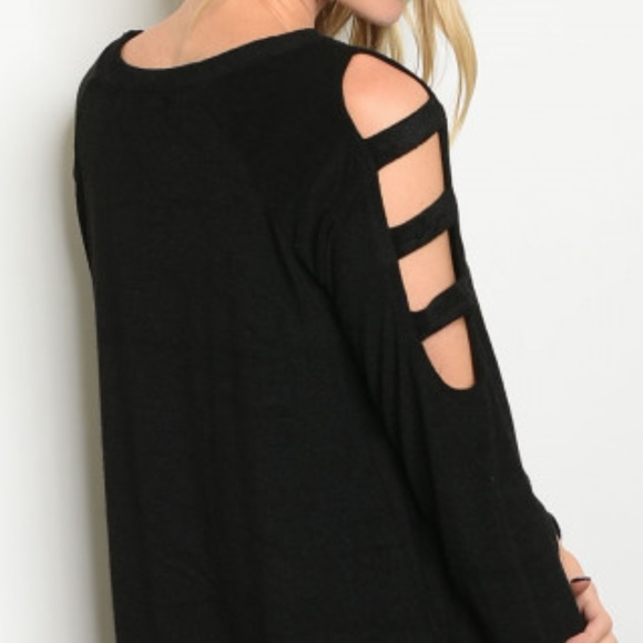 BLACK CAGE SLEEVE KNIT DRESS - Picture 2 of 9